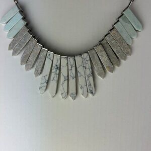 BAUBLEBAR Silver-Tone MARBLE RA Marbled Resin Stone Bib Necklace